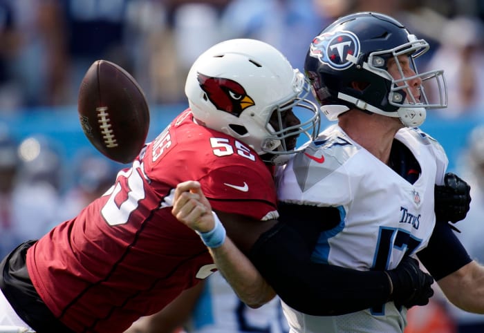 Chandler Jones had five sacks in an unstoppable performance versus the Titans. Can the Jaguars hold him off? Mandatory Credit: Andrew Nelles-USA TODAY Sports